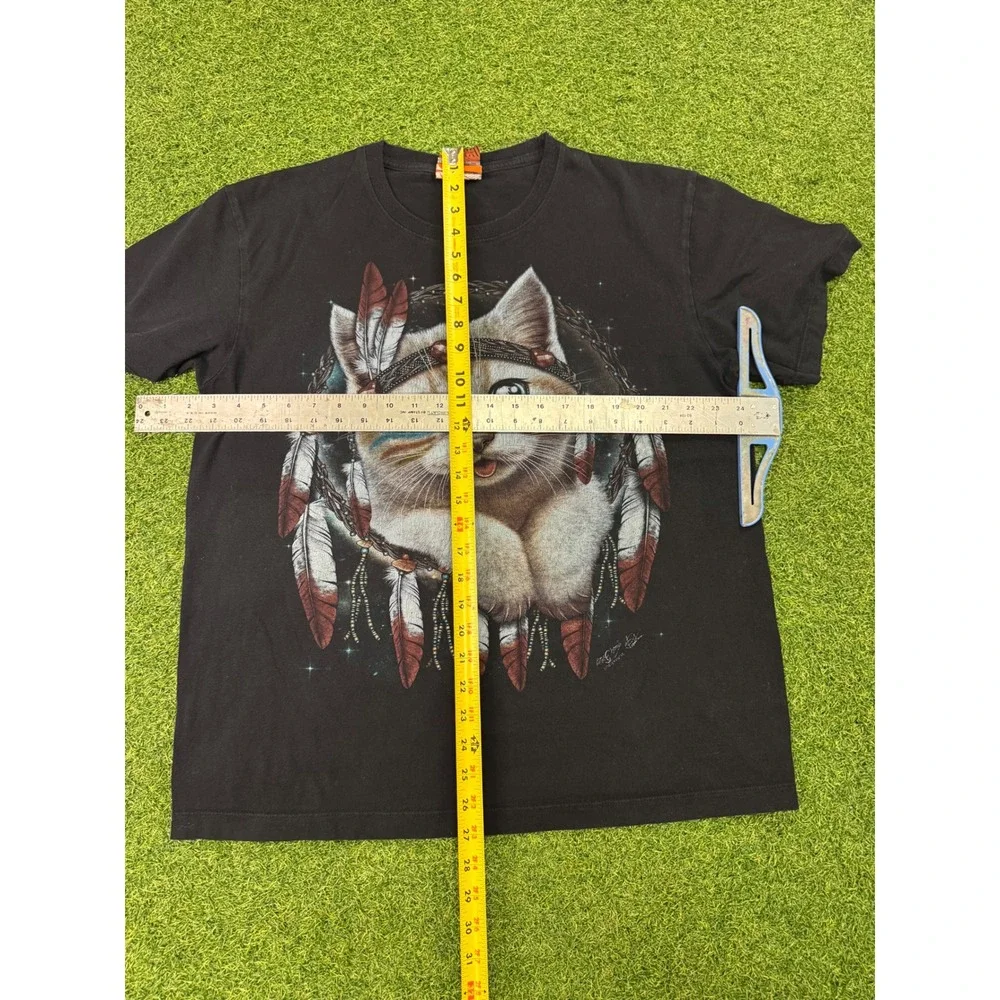 Rock Chang Mens‎ Dreamcatcher Kitten Graphic T-Shirt Black Double Sided Large
